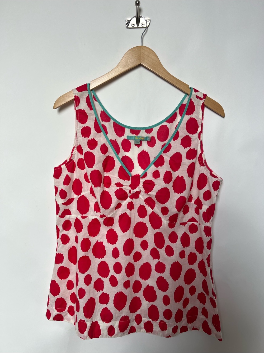 Boden Polka Dot Sleeveless Cotton Top Women’s US 12 Printed Blouse
